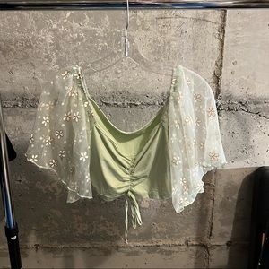 floral mesh top